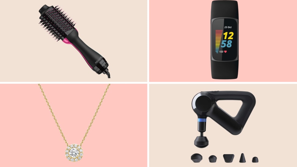 Revlon One-Step Hair Tool, Fitbit Charge 5, Brilliant Earth Halo Pendant, Theragun Elite G3