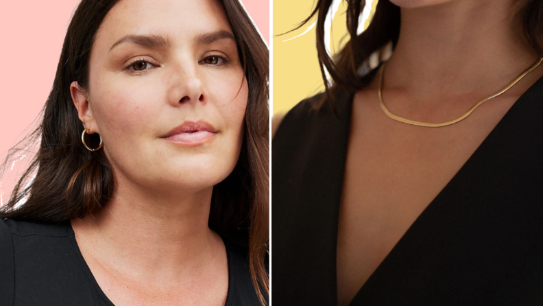 Collage of two women wearing jewelry from Madewell.