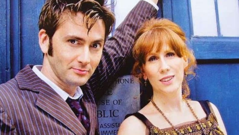 A still from 'Doctor Who' of the Tenth Doctor and Donna Noble.