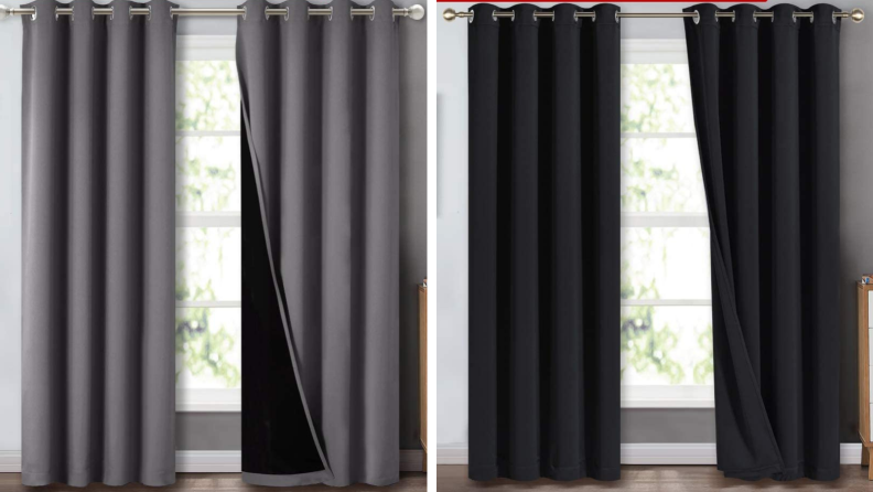 black and gray blackout curtains