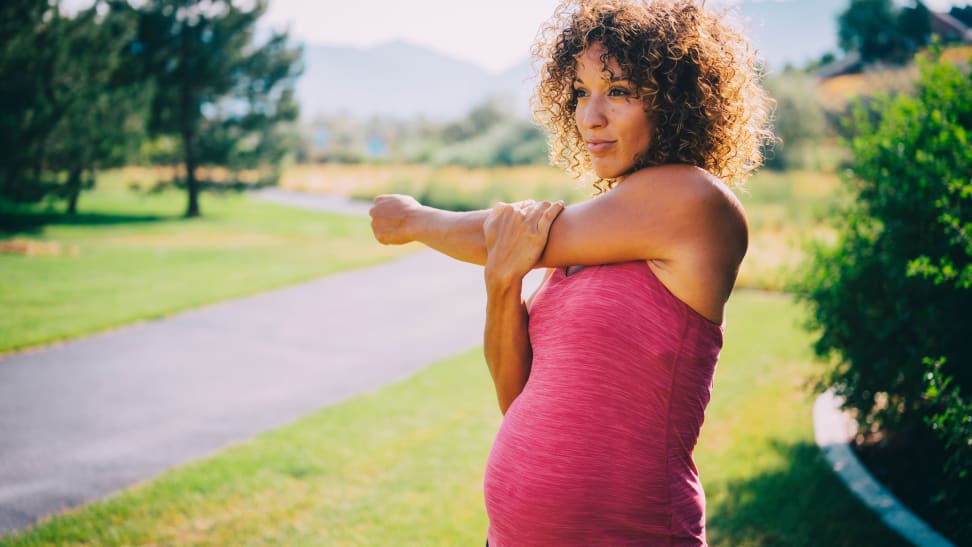 pregnant woman stretching