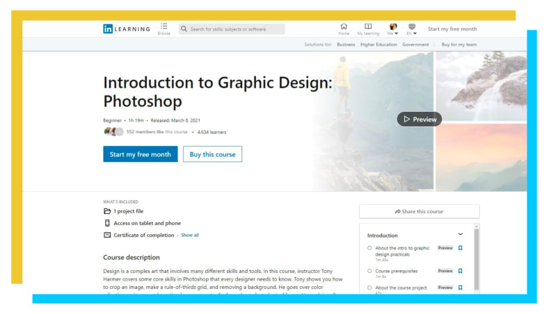 A snapshot of the LinkedIn Learning webpage.