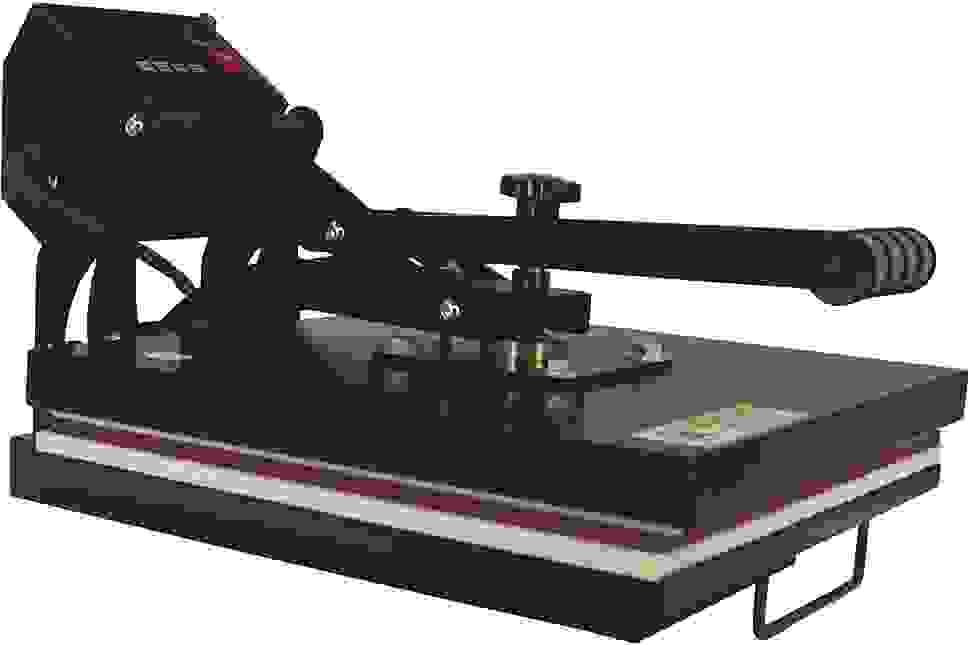 Photo of a RoyalPress-brand heat press machine, used for printing T-shirts and other projects.