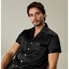 Product image of Contrast Trim Short Silk Pajama Set