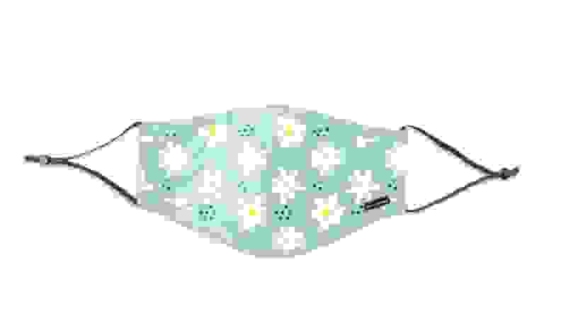 A pretty floral face mask in light blue.