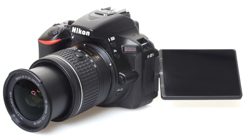 Nikon camera on white background