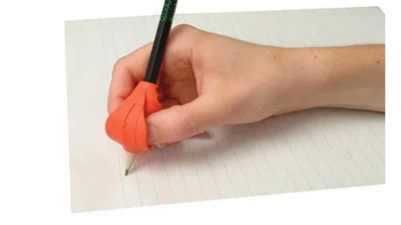 A specialized pencil grip helps kids with writing.