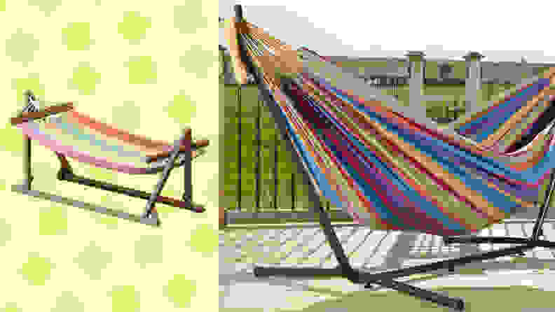 This colorful hammock will brighten up any backyard.