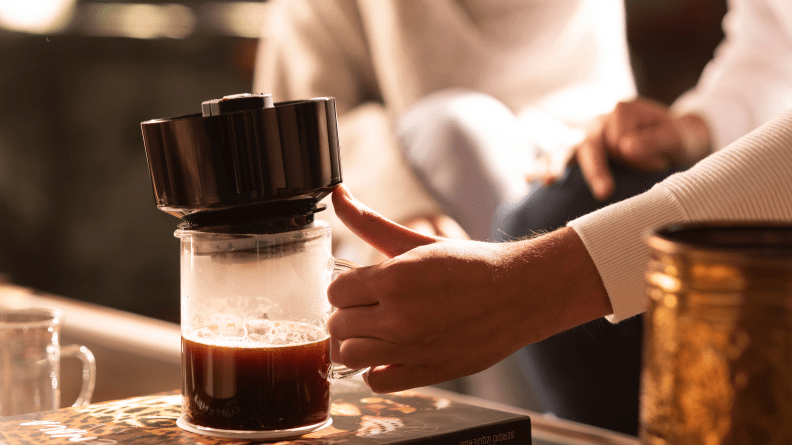 The VacOne Portable Coffee Maker Is on