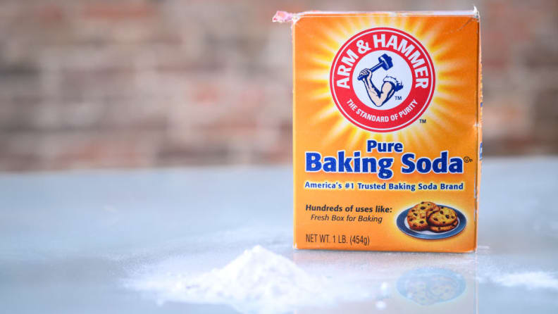 Arm & Hammer baking soda package on table
