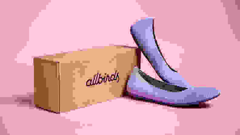 allbirds flats next to the box they come in