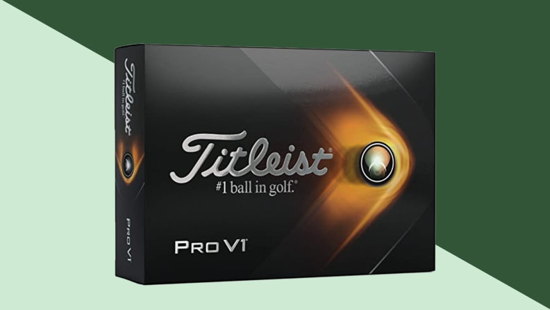 An image of a black box of Titleist golf balls.