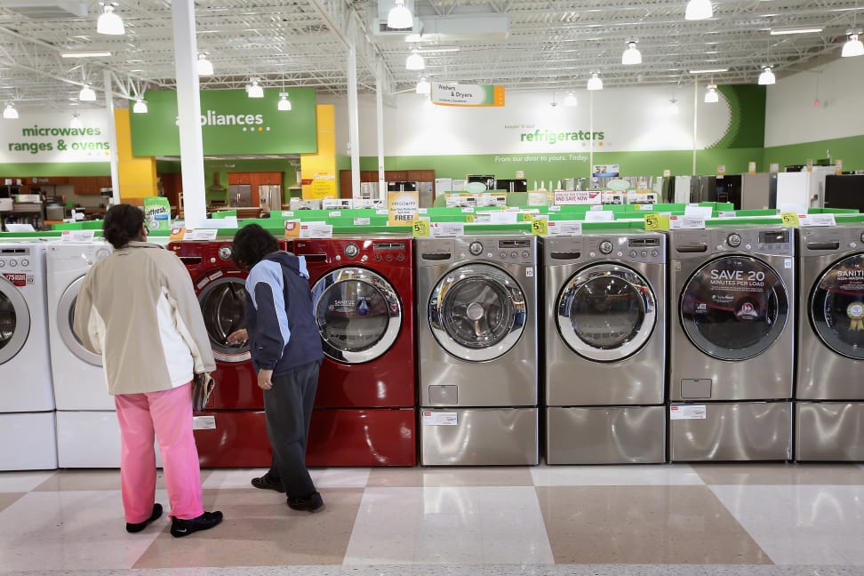 General Electric Co. (GE) clothes washers and dryers are offered for sale at a Home Depot store January 22, 2010 in Chicago, Illinois.