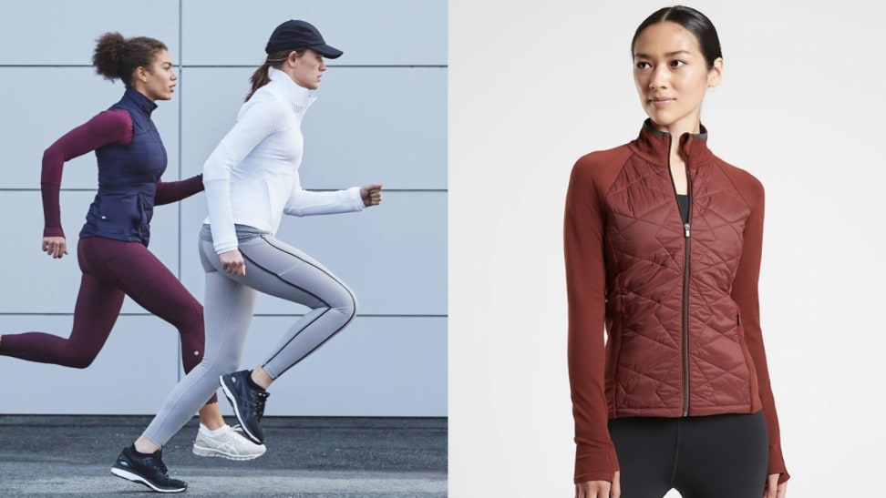 Stylish Athleisure Outfit with Lululemon Jacket and Athleta High Neck Bra